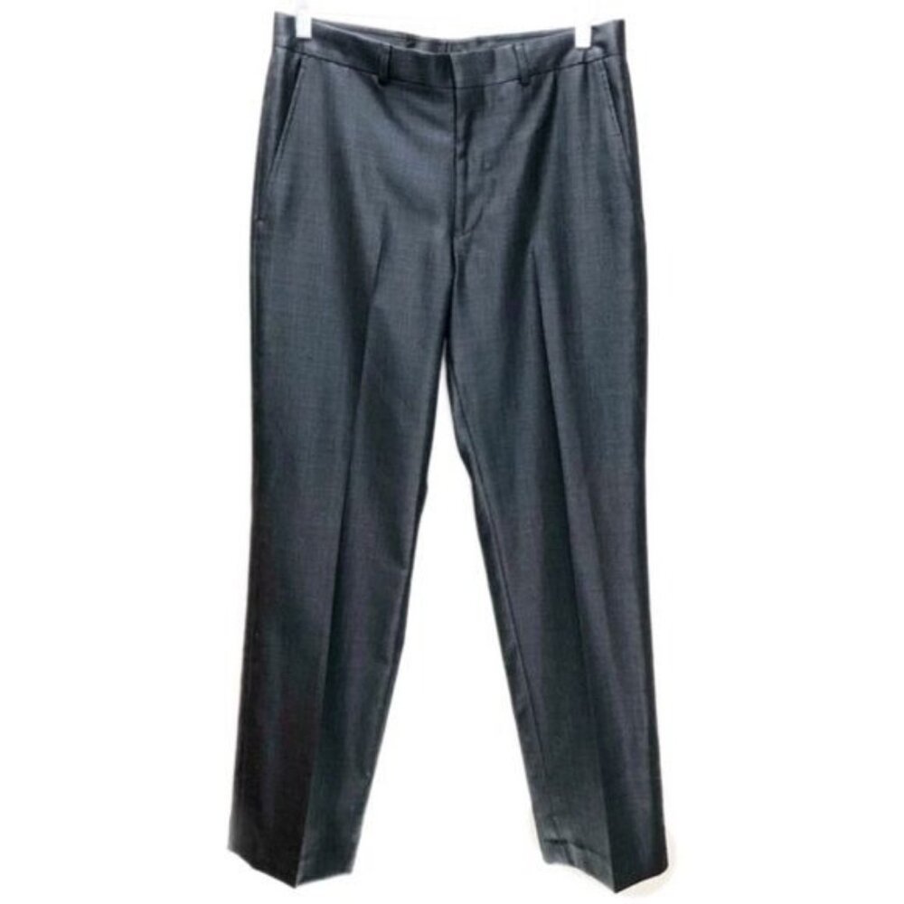 Mens Gray Wool Blend Dress Pants With Back Button Pockets Size 36